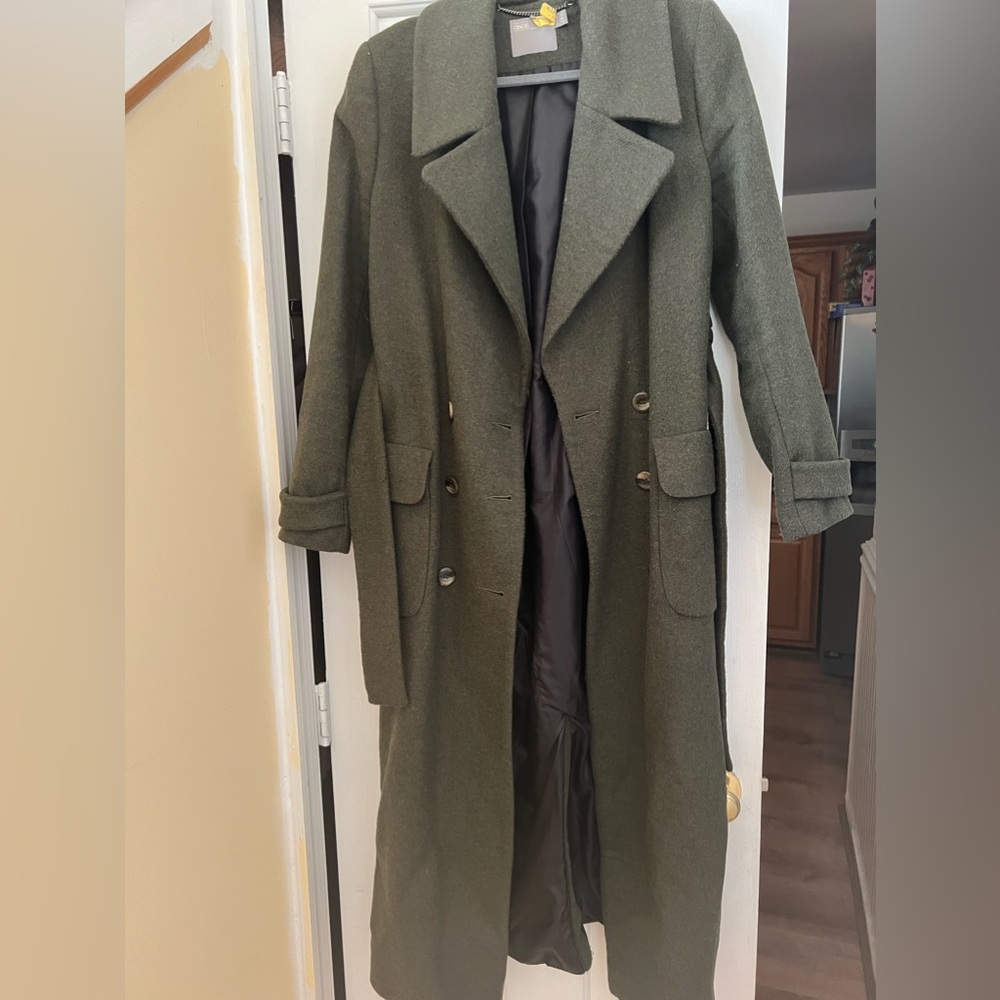 ASOS / DOUBLE BREASTED GREEN COAT SIZE 4